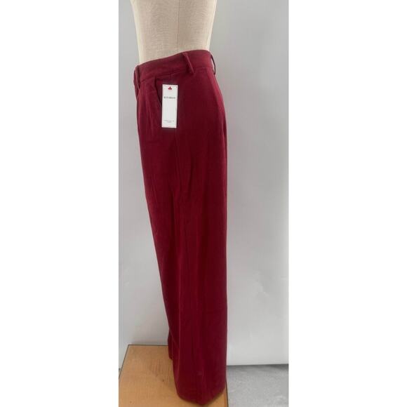 Aura Red Pants Womens Corduroy Flat Front Straight Leg Slash Pockets Size Medium - Picture 3 of 9
